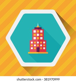 Commercial Building flat icon with long shadow,eps10