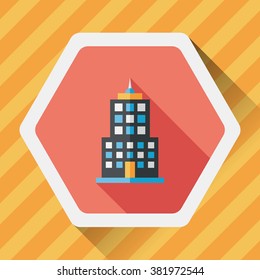 Commercial Building flat icon with long shadow,eps10
