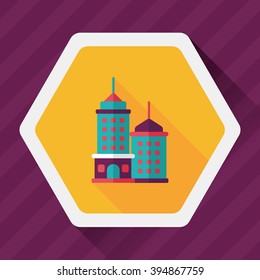 Commercial Building flat icon with long shadow,eps10