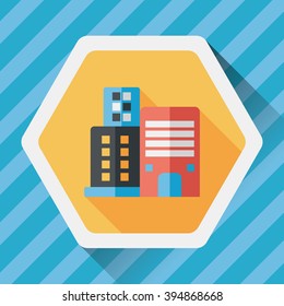 Commercial Building flat icon with long shadow,eps10