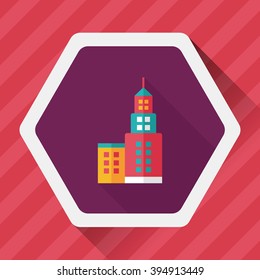 Commercial Building flat icon with long shadow,eps10
