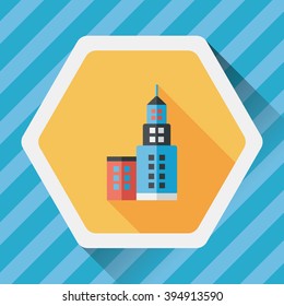 Commercial Building flat icon with long shadow,eps10