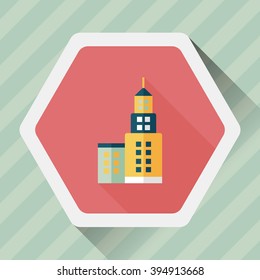 Commercial Building flat icon with long shadow,eps10