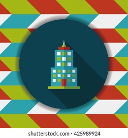 Commercial Building flat icon with long shadow,eps10