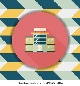 Commercial Building flat icon with long shadow,eps10