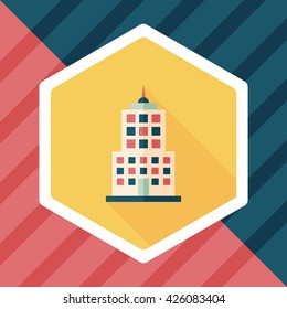 Commercial Building flat icon with long shadow,eps10