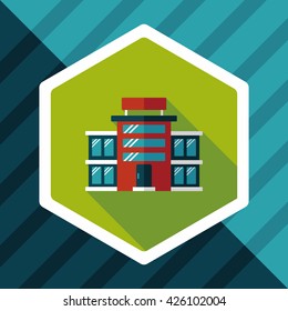 Commercial Building flat icon with long shadow,eps10