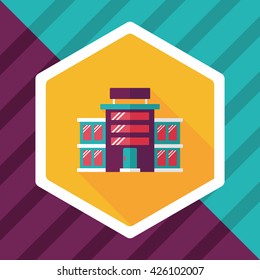 Commercial Building flat icon with long shadow,eps10