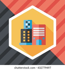 Commercial Building flat icon with long shadow,eps10