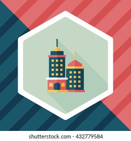 Commercial Building flat icon with long shadow,eps10