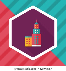Commercial Building flat icon with long shadow,eps10