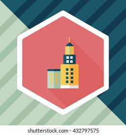 Commercial Building flat icon with long shadow,eps10