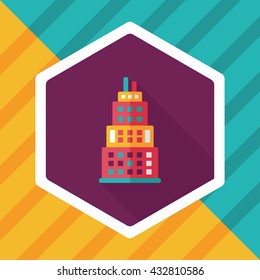 Commercial Building flat icon with long shadow,eps10