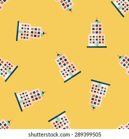 Commercial Building flat icon,eps10 seamless pattern background