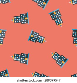 Commercial Building flat icon,eps10 seamless pattern background