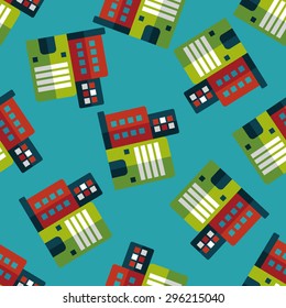Commercial Building flat icon,eps10 seamless pattern background
