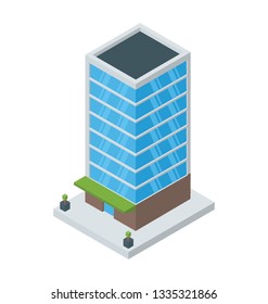 Commercial building icon in isometric vector 