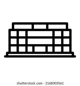 Vector de contorno de icono de construcción comercial. Centro de la ciudad. Centro de almacenamiento