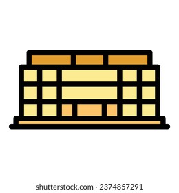 Commercial building icon outline vector. City center. Store centre color flat