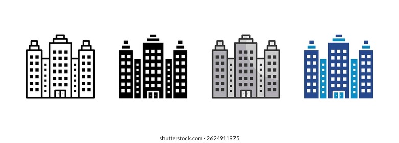 Coleção de Vários Estilos de Conjunto de Ícones de Construção Comercial