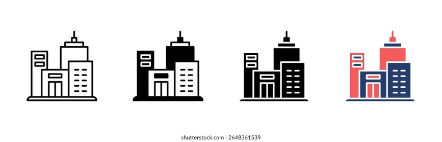 Commercial Building icon sheet multiple style collection