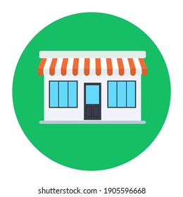 
A commercial building, icon of store in flat design