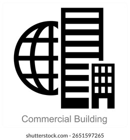 Design de conceito de ícone de vetor de edifício comercial