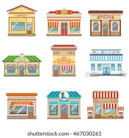 Commercial Buildings Facade Design Set Of Stickers