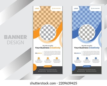 Commercial Business Roll Up Banner Template For New Look, Stand Banner Design, Strong Promotional Ad Pull Up Banner