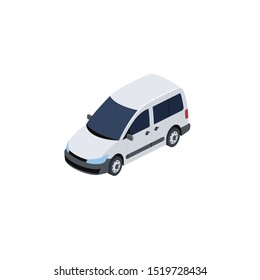 Commercial car. Vector 3d isometric, color web icon, new flat style. Creative illustration design, idea for infographics.
