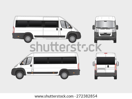 Commercial city van, small bus, vehicle blueprint