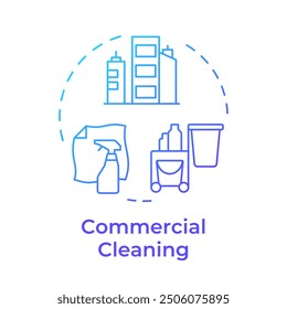 Commercial cleaning blue gradient concept icon. Professional cleanup. Sanitizing buildings. Round shape line illustration. Abstract idea. Graphic design. Easy to use in infographic, presentation