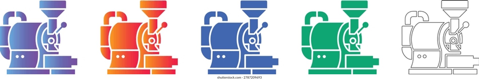 Commercial Coffee Bean Roasting Equipment Icons Collection vol 1073