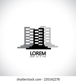 commercial complex vector icon of tall buildings with many floors. This concept graphic also represents commercial buildings, office space for rent lease etc, real estate market, assets & property