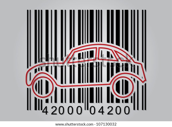 Commercial\
concept with bar code and abstract car\
icon