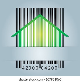 Commercial concept with barcode and abstract house icon