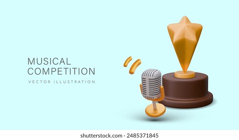 Commercial concept of music competition. Talent show. Vector poster announcing song contest