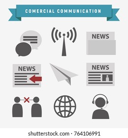 Commercial Connection Icon Set Vector Graphic Illustration Design