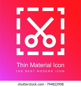 Commercial coupon scissors in broken line square red and pink gradient material white icon minimal design