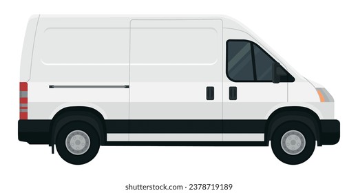 Commercial courier van vehicle isolated, delivery and transport concept