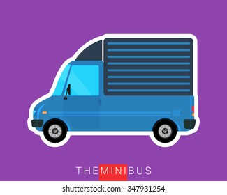 Commercial delivery cargo truck. Freight bus. Commercial vehicle minibus. Vector illustration
