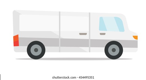 Commercial delivery truck vector flat design illustration isolated on white background.