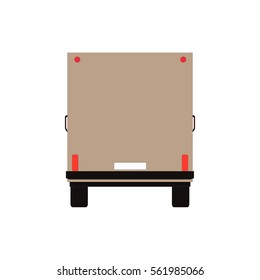 Commercial Delivery Van, back view. Cargo Truck isolated on white. Vector illustration eps10