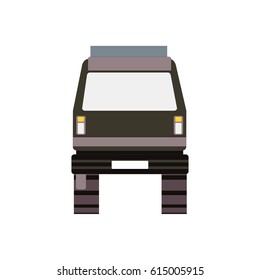 Commercial Delivery Van in front side, Cargo Truck isolated on white. Vector illustration eps10