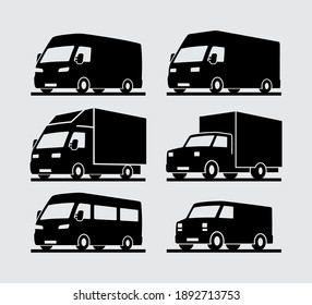 Commercial Delivery Vehicle Vector Icons