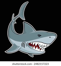commercial design and vector illustration about a monster in the Sea with the name shark ready to be printed for stickers