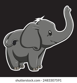 Commercial design of vector illustration about animals or wildlife in cartoons with elephant characters ready to be printed for stickers.