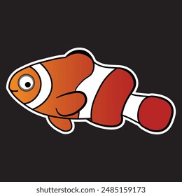 commercial design and vector illustration about fish in the sea with the name Nemo fish ready to be printed for stickers