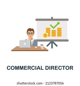 Commercial Director flat icon. Colored element sign from bussines profession collection. Flat Commercial Director icon sign for web design, infographics and more.