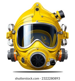 Commercial Divers Helmet - Vector Illustration